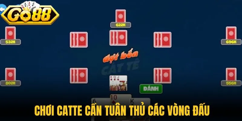 Chơi catte cần tuân thủ các vòng đấu