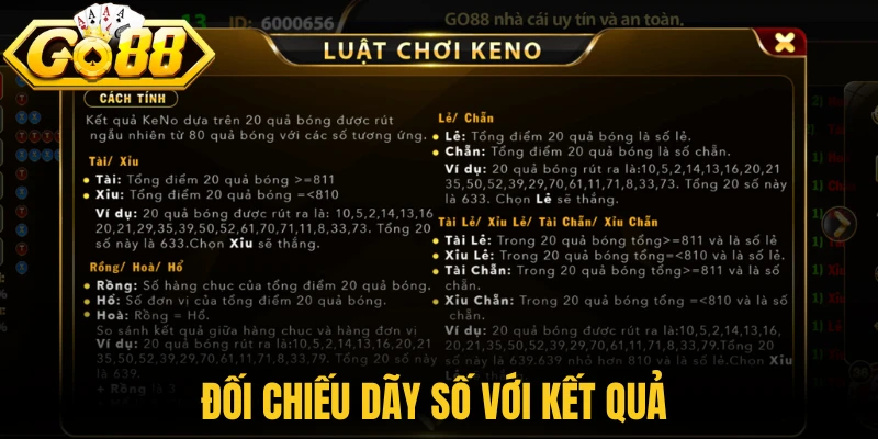 Đối chiếu dãy số với kết quả 