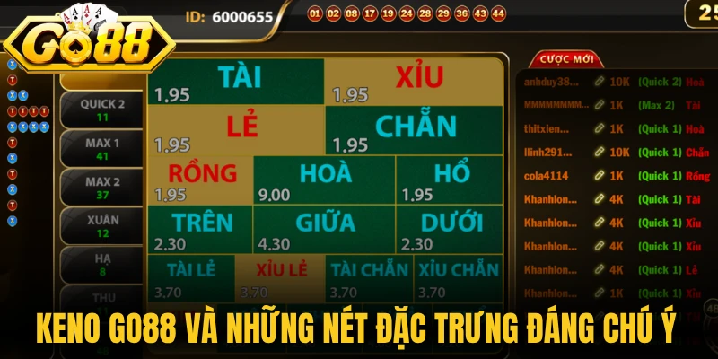 Keno Go88 và những nét đặc trưng đáng chú ý 
