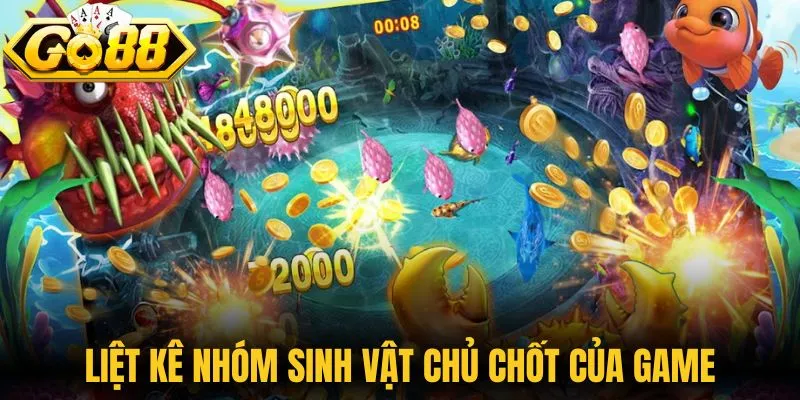 Liệt kê nhóm sinh vật chủ chốt của game
