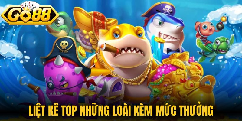 Liệt kê top những loài kèm mức thưởng