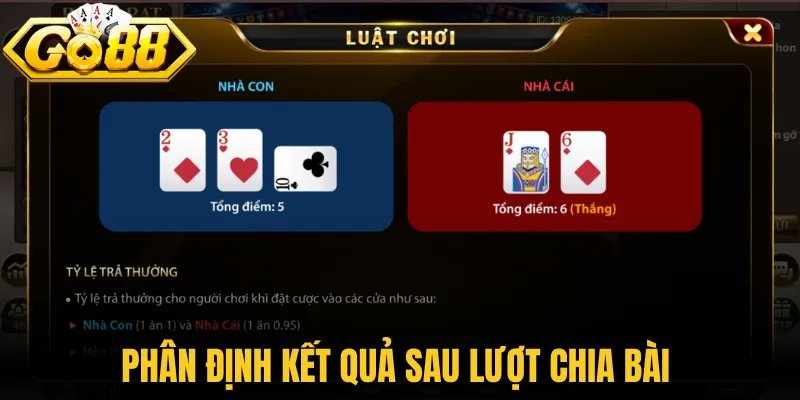 Phân định kết quả sau lượt chia bài 